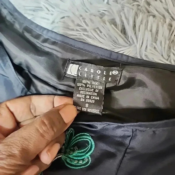 Carole Little Y2k 100% Silk Boho Embroidered Beaded Paisley Skirt. Size 8 - Picture 7 of 9